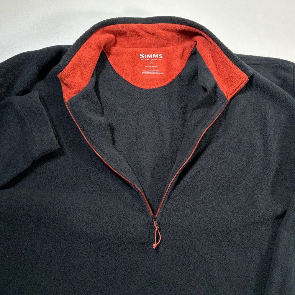 Simms Quarter Zip Fleece Pullover Mens XL Dark Gray Fishing Mid Layer